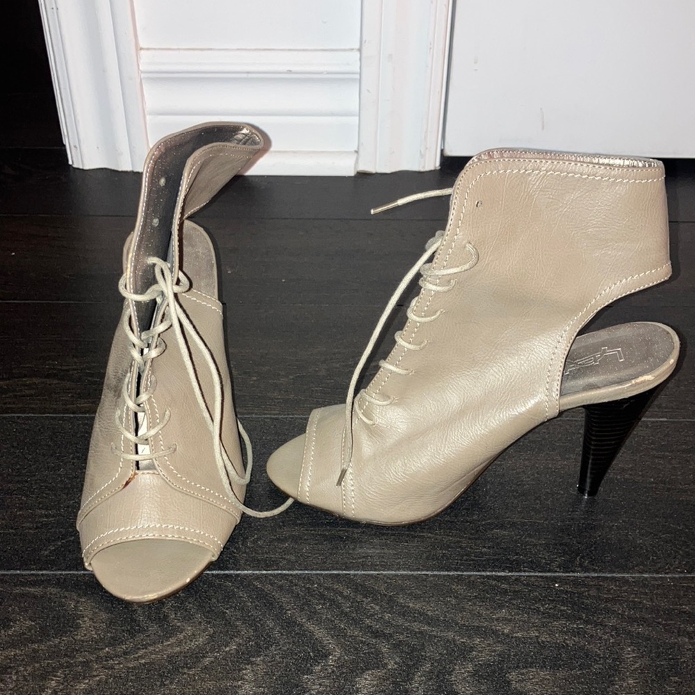 New and never left the house pleather laced sandals​